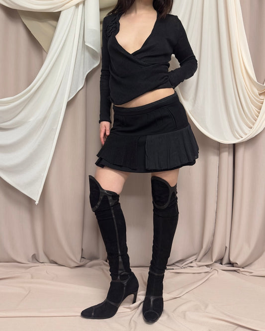 LAYERED WOOL MINI SKIRT