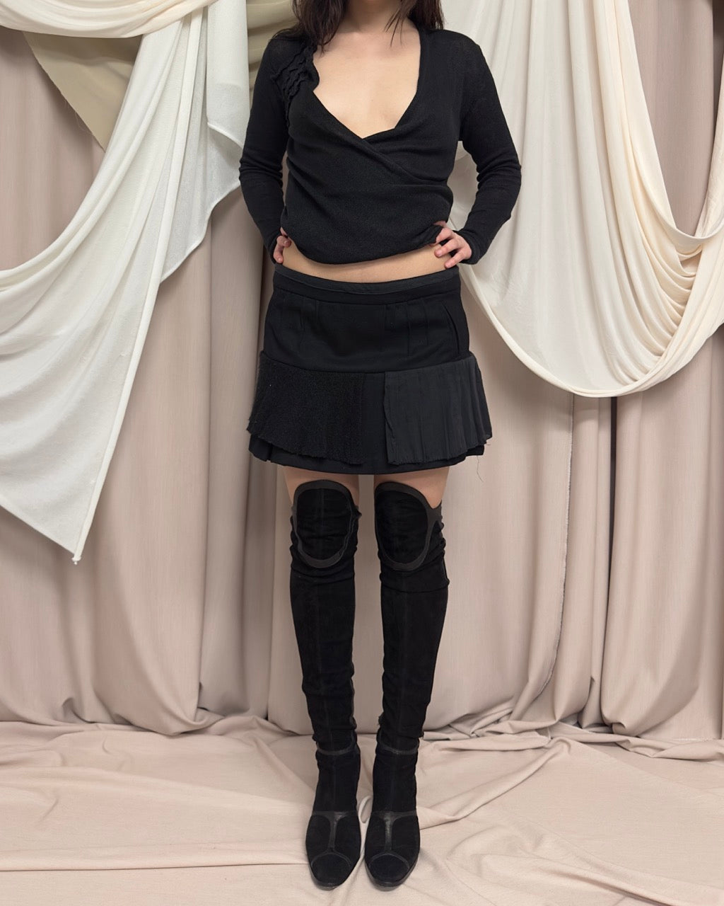 LAYERED WOOL MINI SKIRT