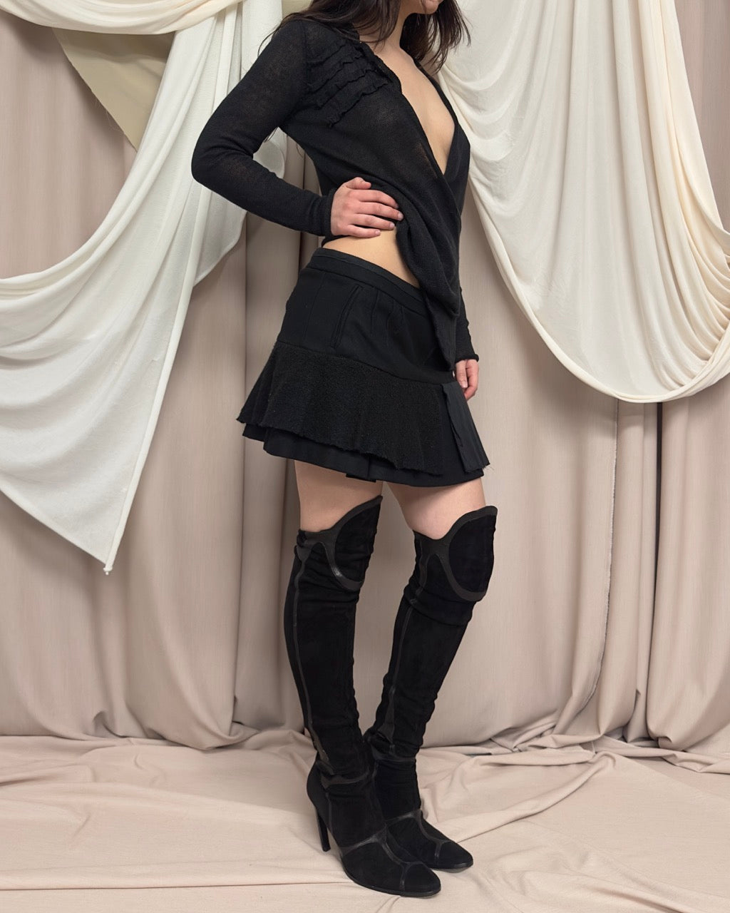 LAYERED WOOL MINI SKIRT