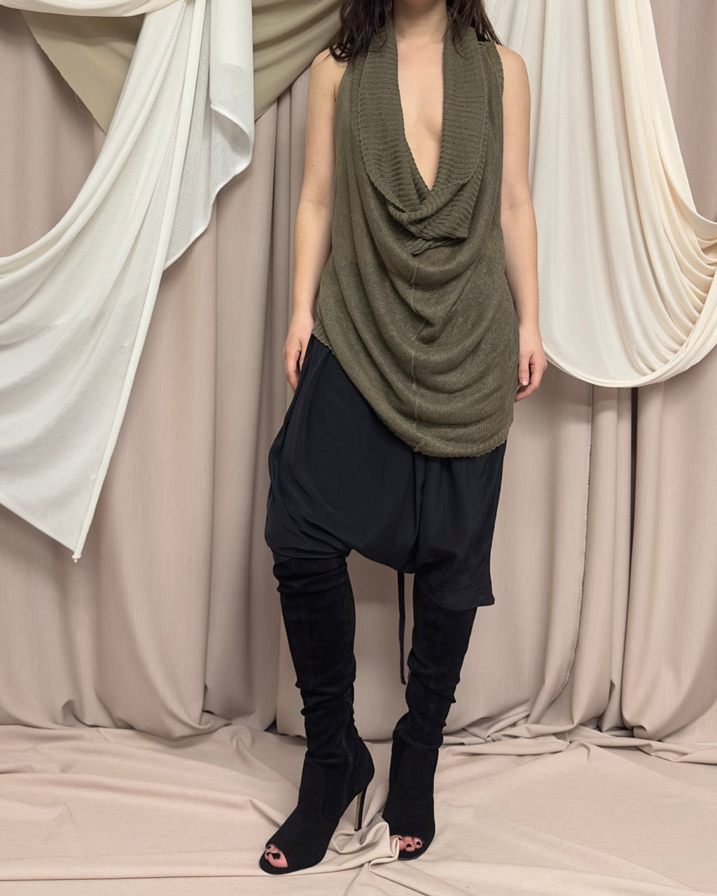 SEMI SHEER TUNIC WITH COWL NECK by Isabel Benenato