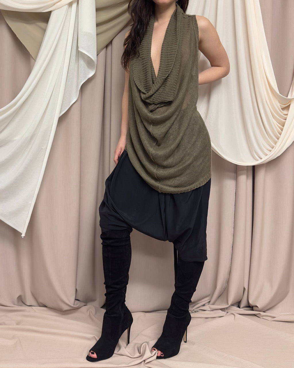 SEMI SHEER TUNIC WITH COWL NECK by Isabel Benenato