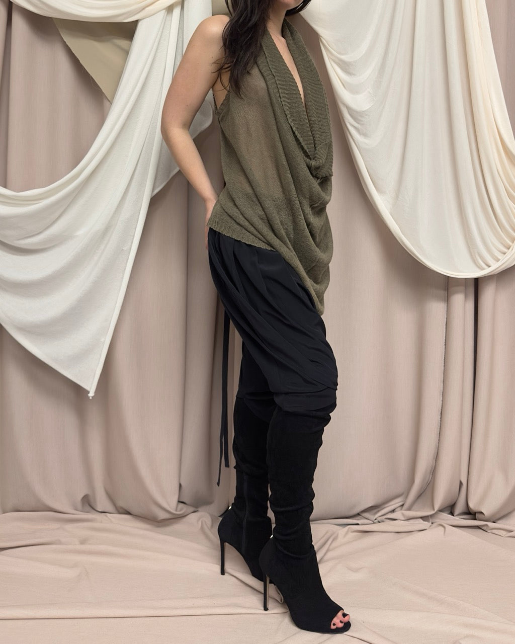 SEMI SHEER TUNIC WITH COWL NECK by Isabel Benenato