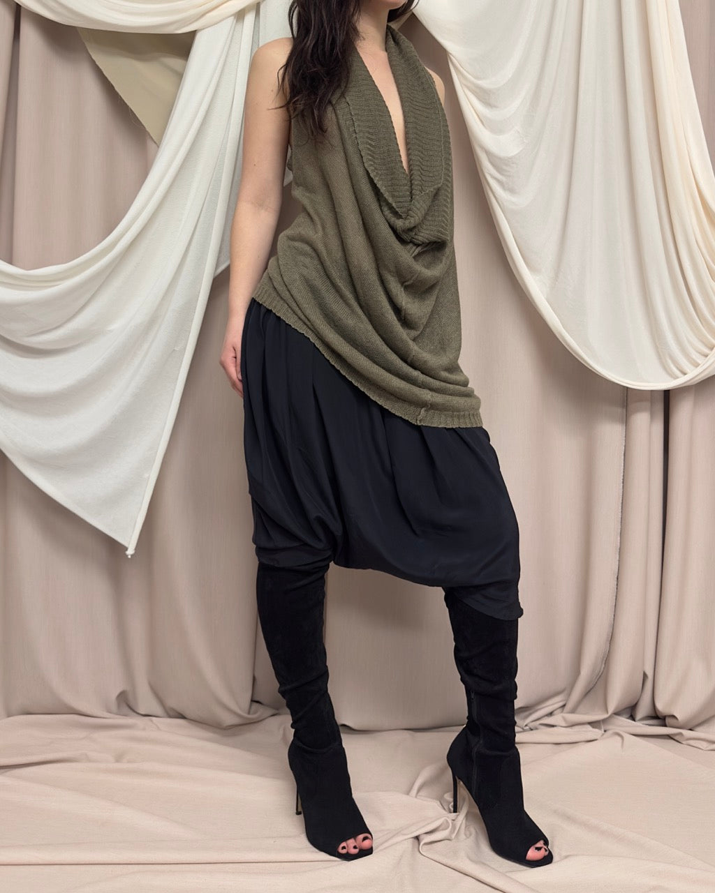 SEMI SHEER TUNIC WITH COWL NECK by Isabel Benenato