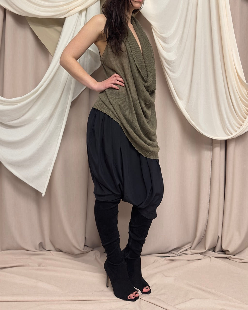 SEMI SHEER TUNIC WITH COWL NECK by Isabel Benenato