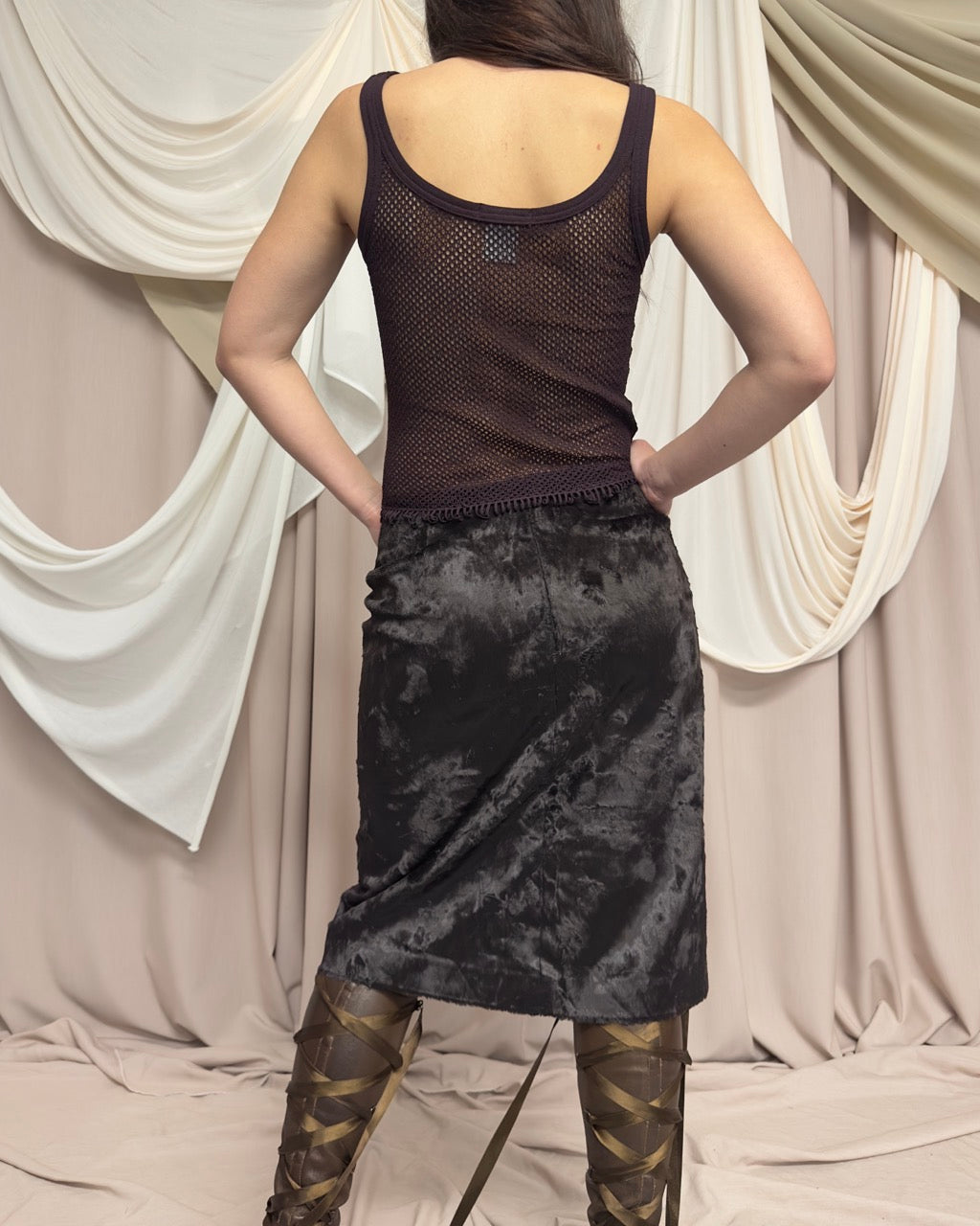TANK TOP WITH SHEER NET PANEL by Marithé + François Girbaud