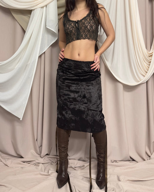 DARK GREEN LACE CROPPED VEST by Sarah Pacini