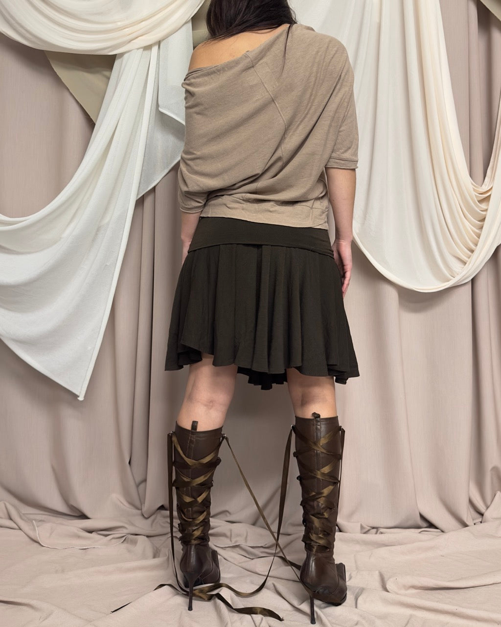 SLOUCHY TAN BATWING T SHIRT by Y's by Yohji Yamamoto