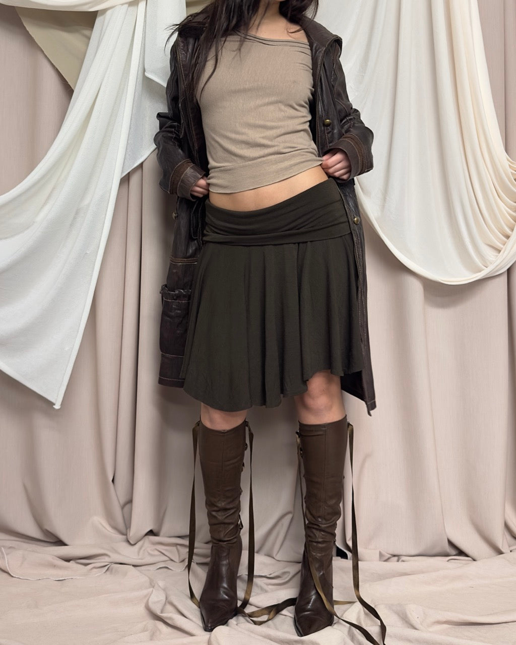 SLOUCHY TAN BATWING T SHIRT by Y's by Yohji Yamamoto
