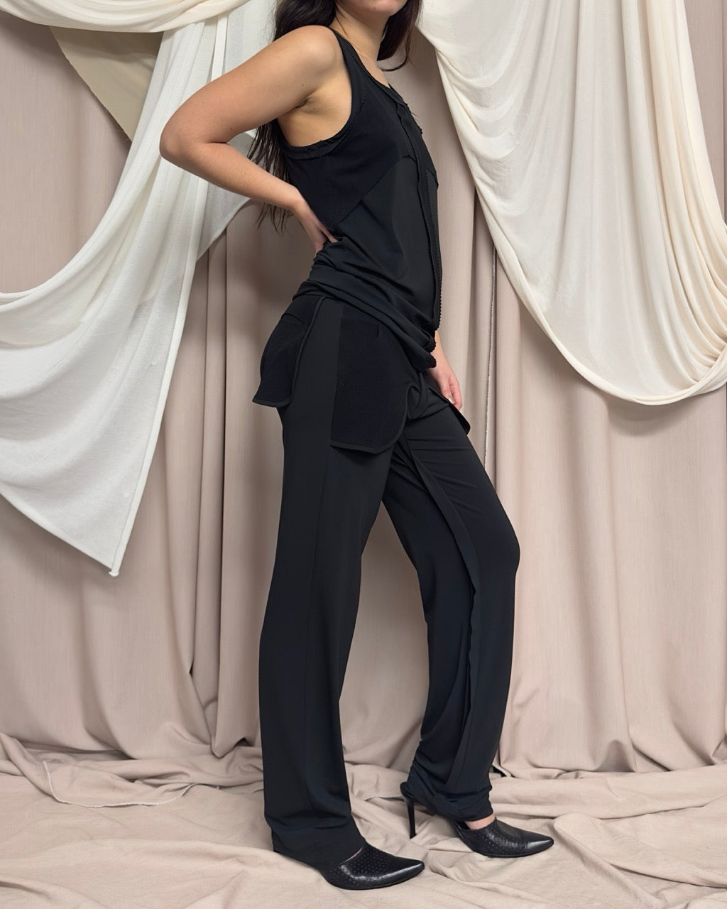 BLACK 'INSIDE OUT' TROUSER SET by Nolita