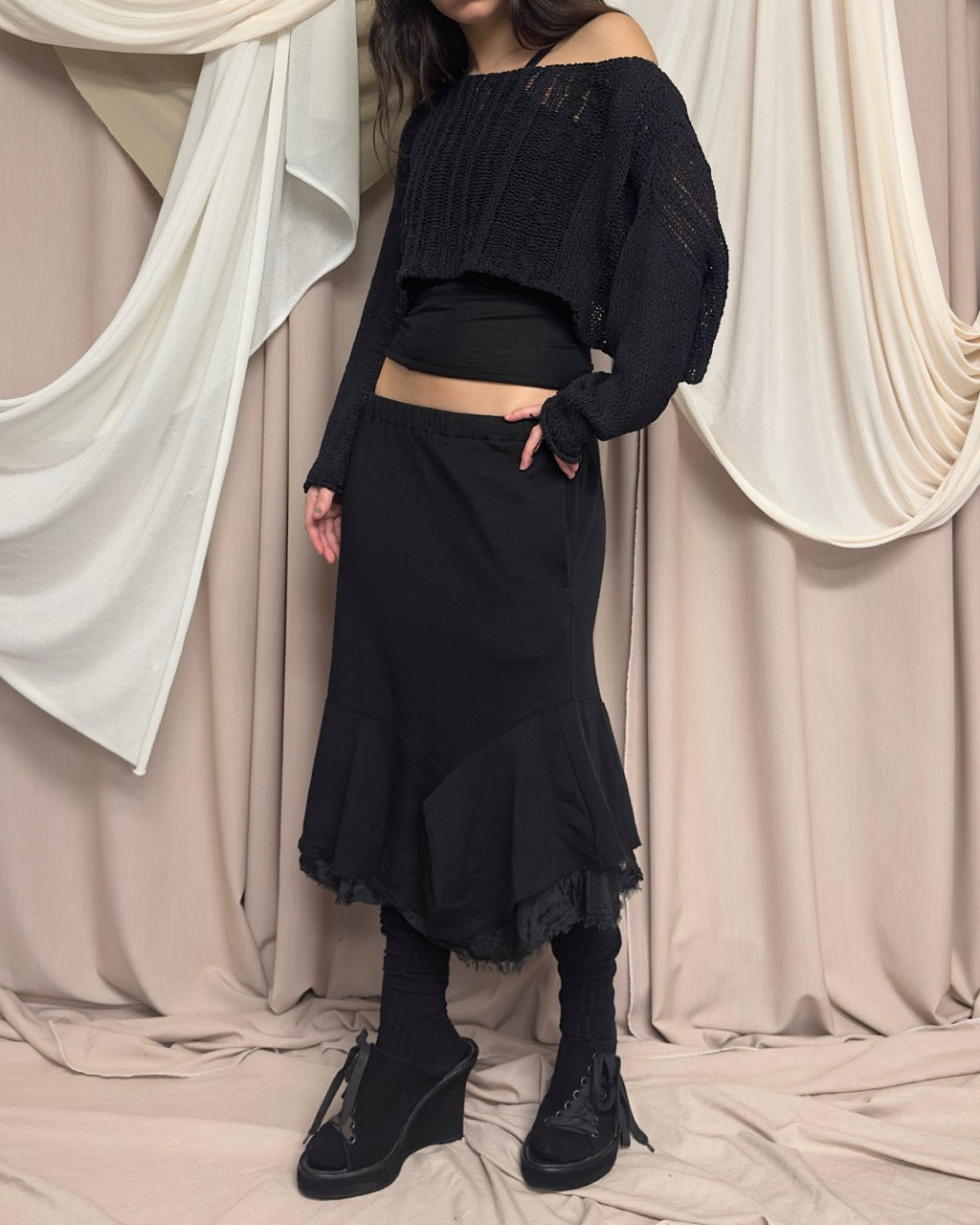 OPEN KNIT CROPPED JUMPER by Sarah Pacini