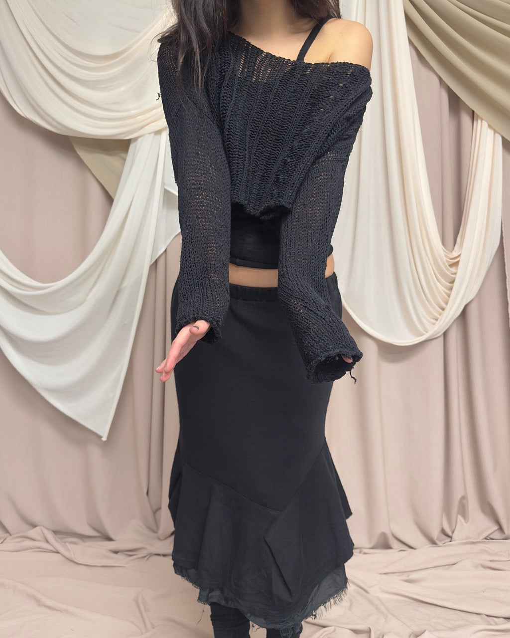 OPEN KNIT CROPPED JUMPER by Sarah Pacini