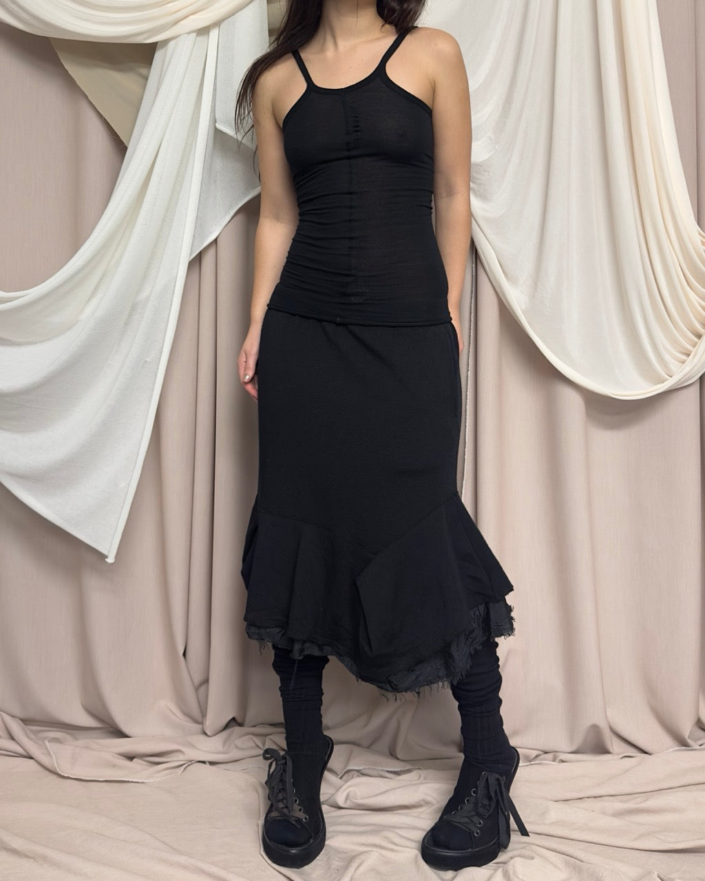 BLACK FINE KNIT TANK TOP by Rick Owens Lilies