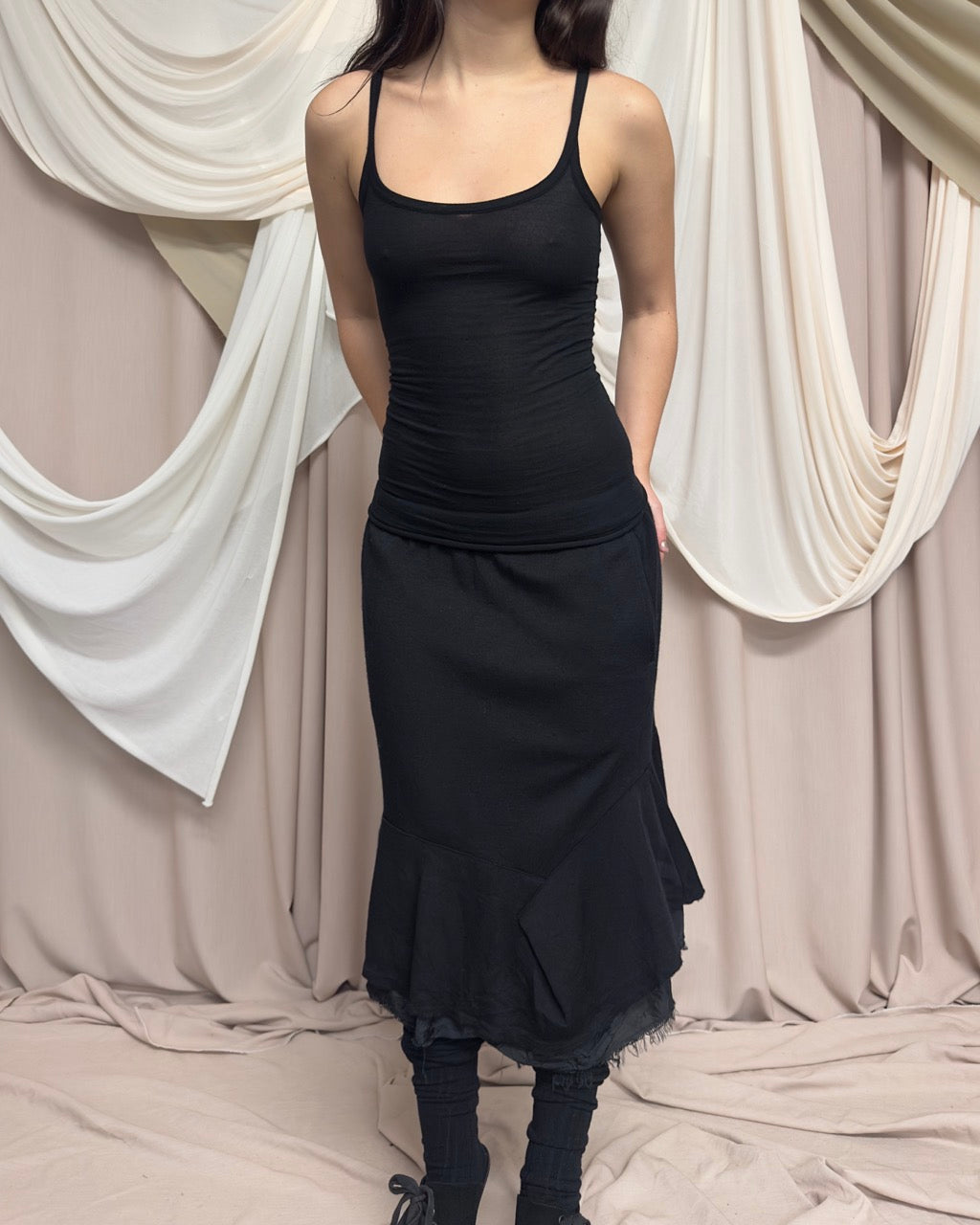 BLACK FINE KNIT TANK TOP by Rick Owens Lilies