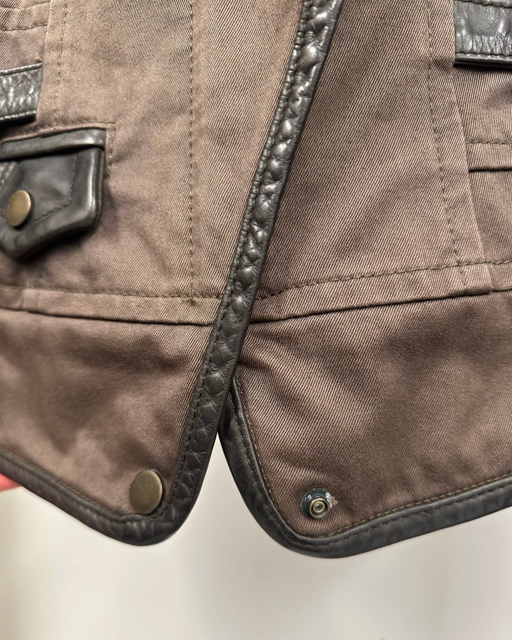 DISTRESSED SCULPTED JACKET WITH LEATHER ACCENTS by Dsquared2