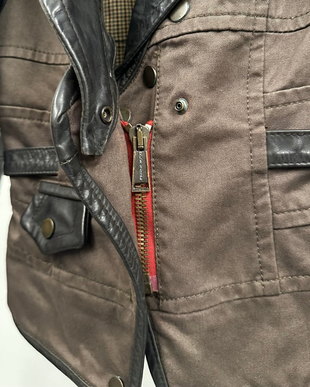 DISTRESSED SCULPTED JACKET WITH LEATHER ACCENTS by Dsquared2