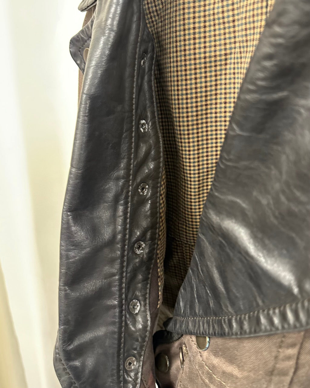 DISTRESSED SCULPTED JACKET WITH LEATHER ACCENTS by Dsquared2