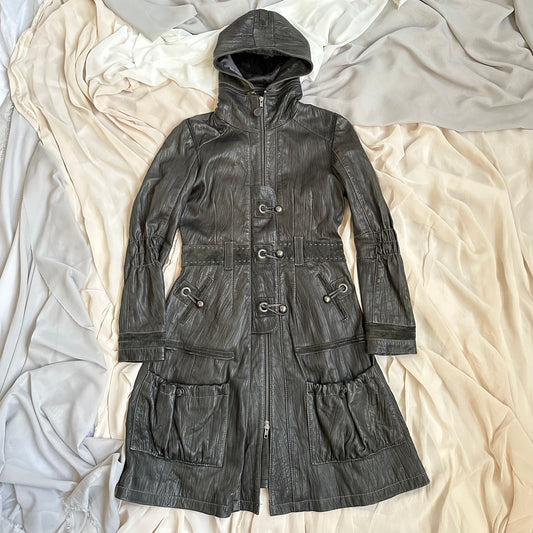 HOODED LEATHER COAT by et compagnie