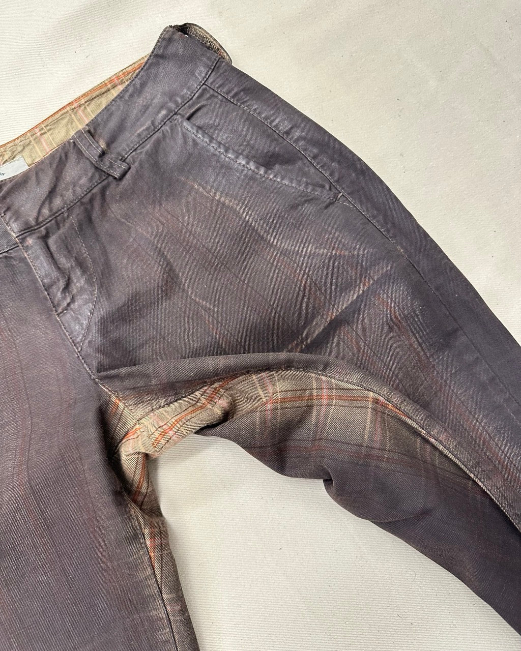 PAINTED EFFECT TARTAN TROUSERS