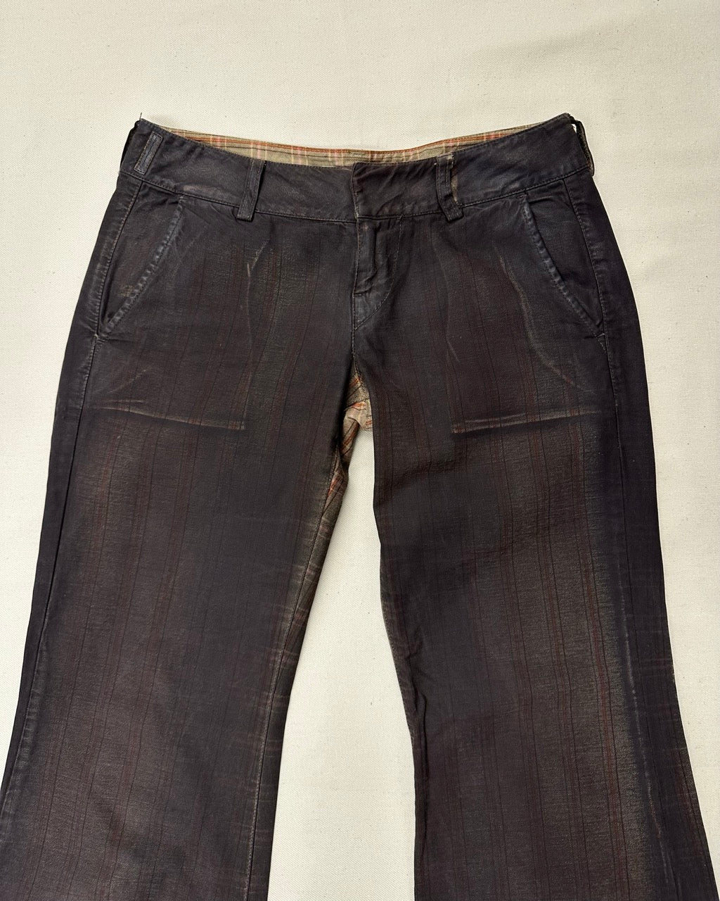 PAINTED EFFECT TARTAN TROUSERS