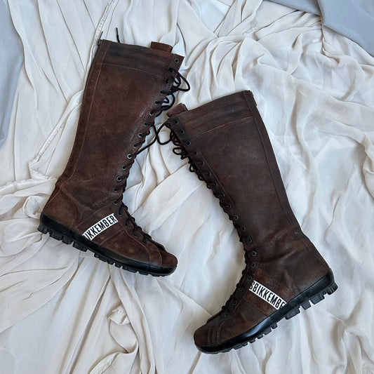 LEATHER KNEE HIGH BOOTS by bikkembergs