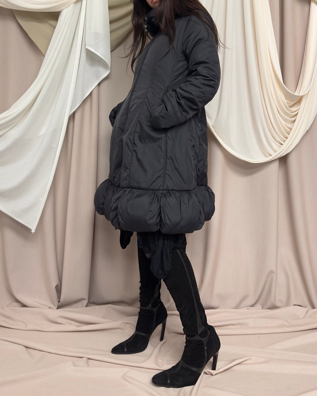 BLACK BUBBLE MAXI PUFFER COAT by Marithé + François Girbaud