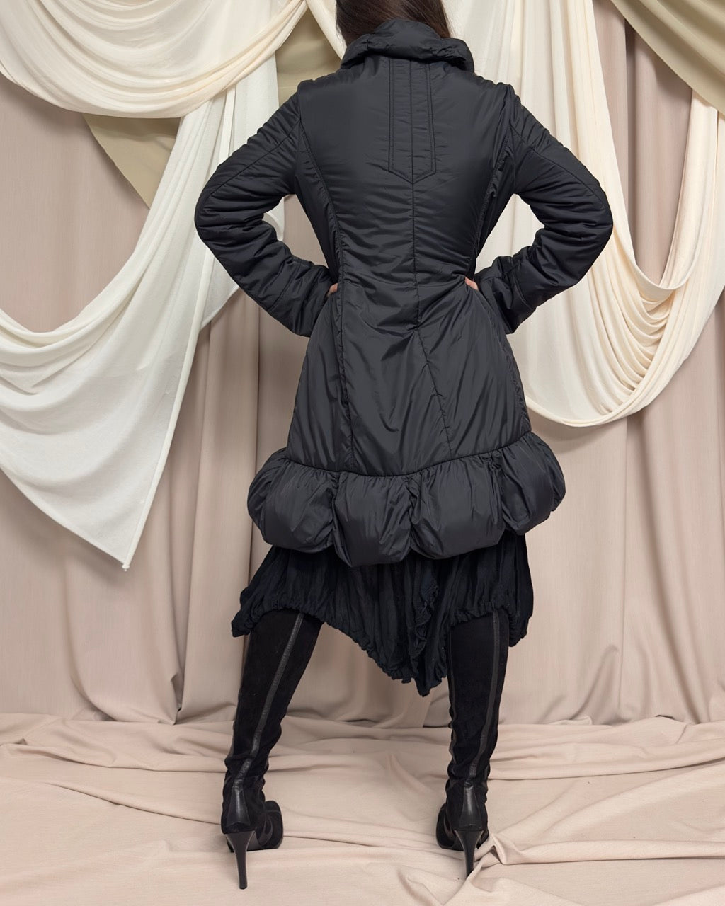 BLACK BUBBLE MAXI PUFFER COAT by Marithé + François Girbaud
