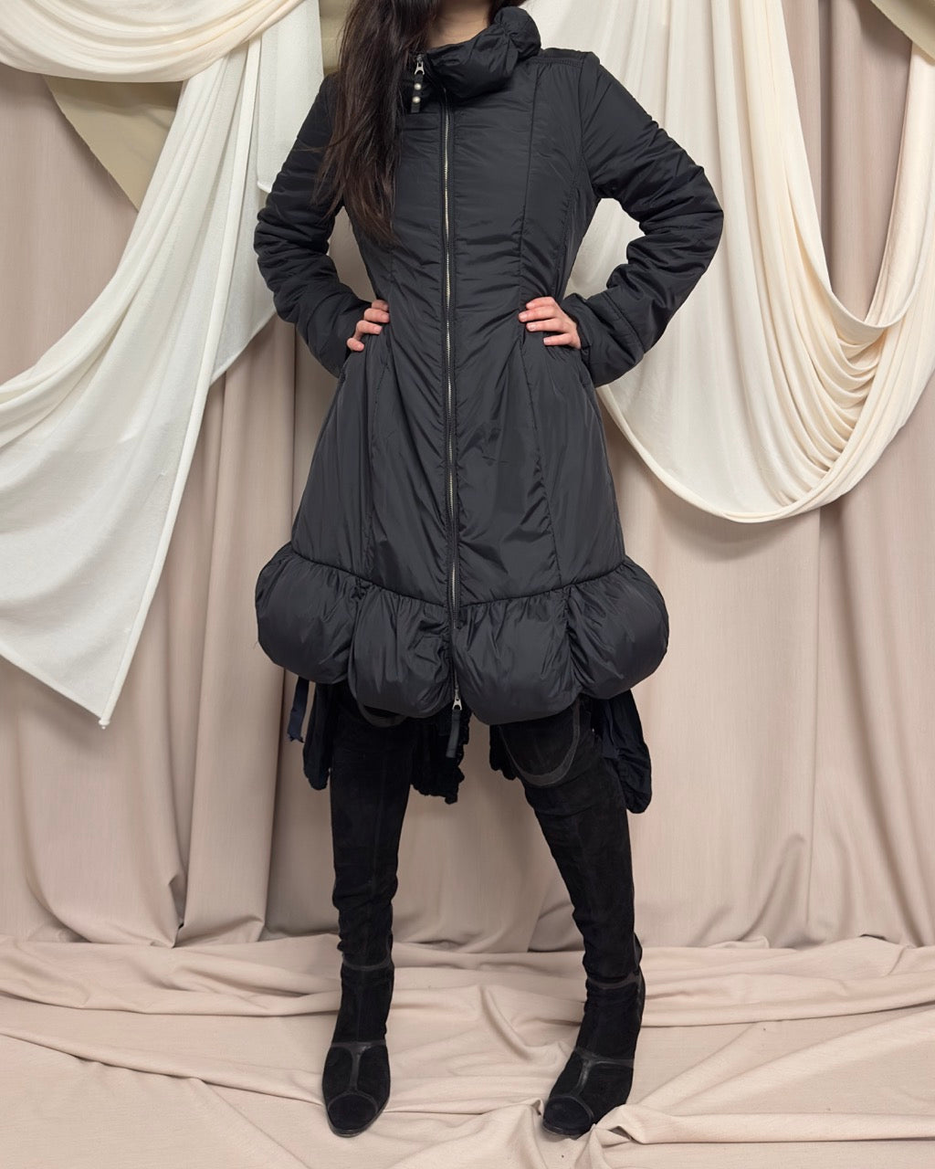 BLACK BUBBLE MAXI PUFFER COAT by Marithé + François Girbaud