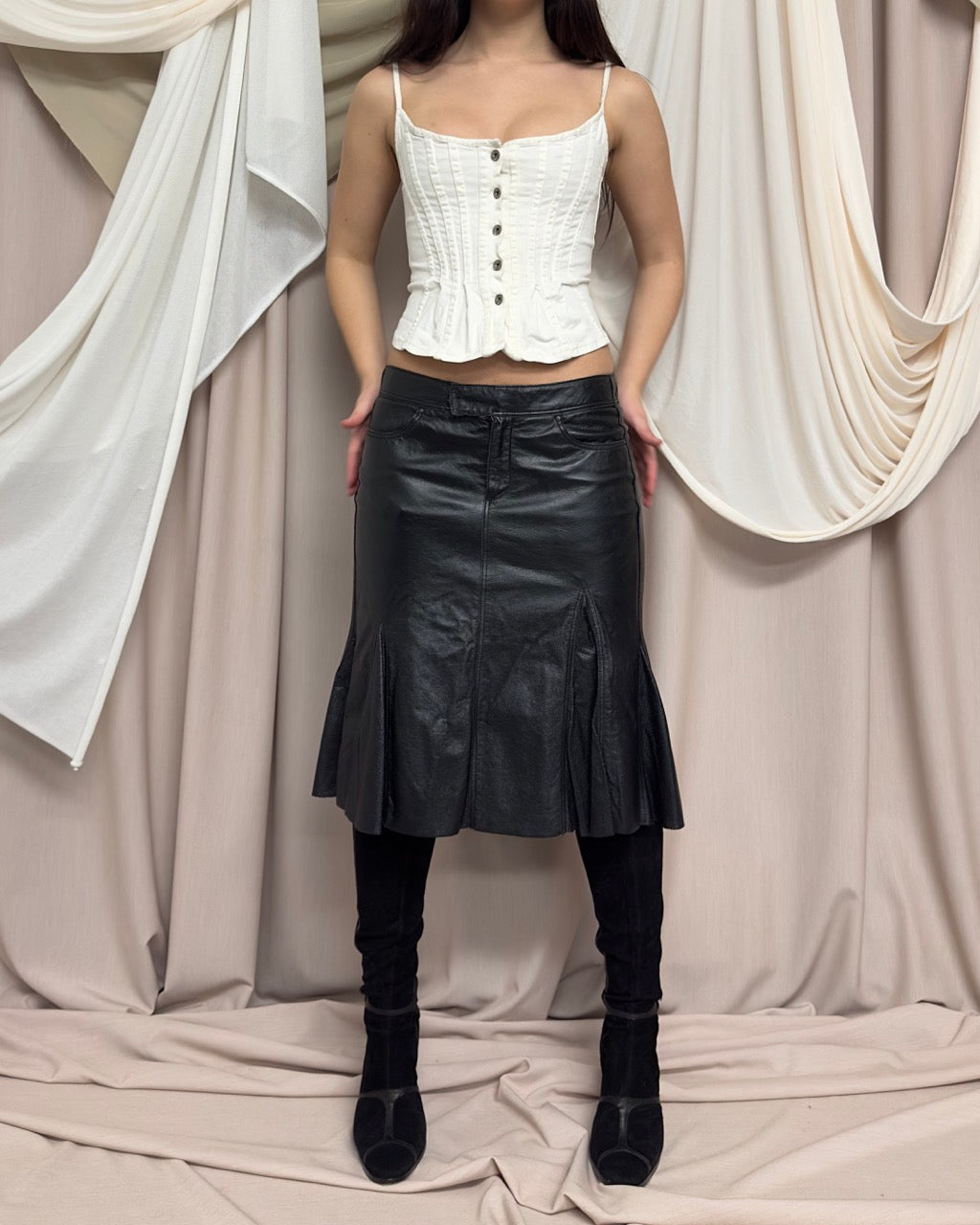 WHITE PANELLED DENIM CORSET by Plein Sud