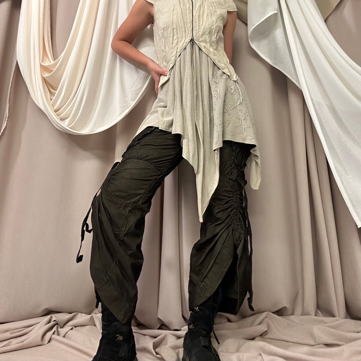 RUCHED BONDAGE CARGO PANTS by Marithé + François Girbaud