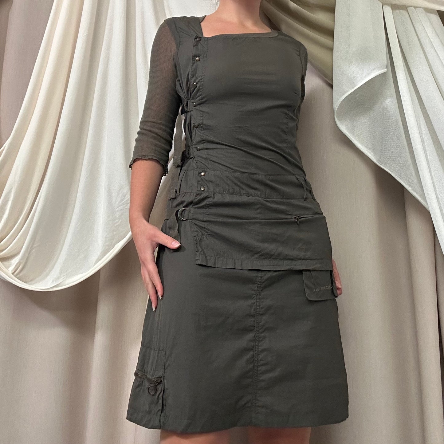 ASYMMETRIC UTILITY WRAP DRESS by Cop Copine