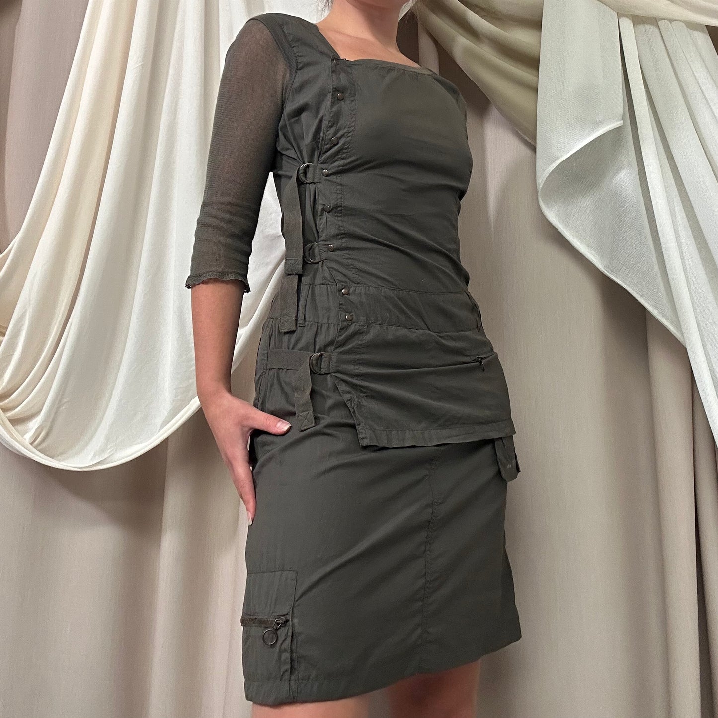 ASYMMETRIC UTILITY WRAP DRESS by Cop Copine