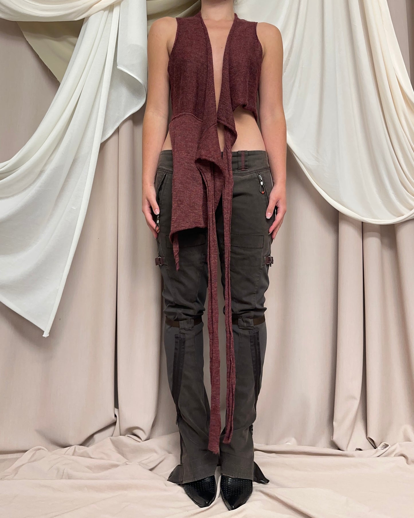 MODULAR SEMI SHEER KNIT WRAP TOP by Sarah Pacini