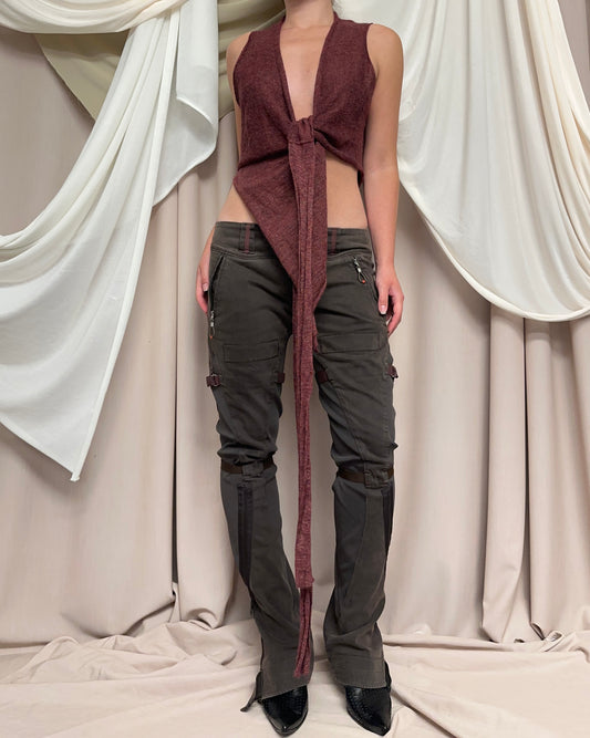 MODULAR SEMI SHEER KNIT WRAP TOP by Sarah Pacini