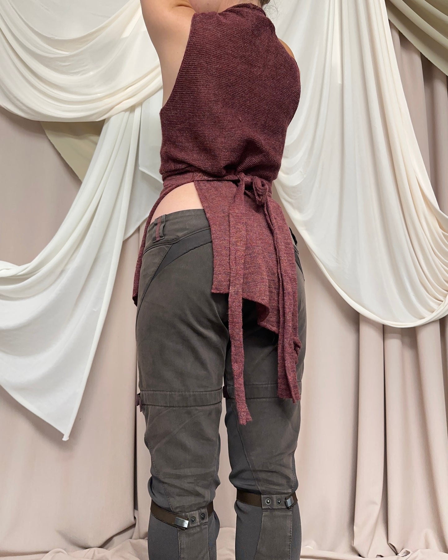 MODULAR SEMI SHEER KNIT WRAP TOP by Sarah Pacini