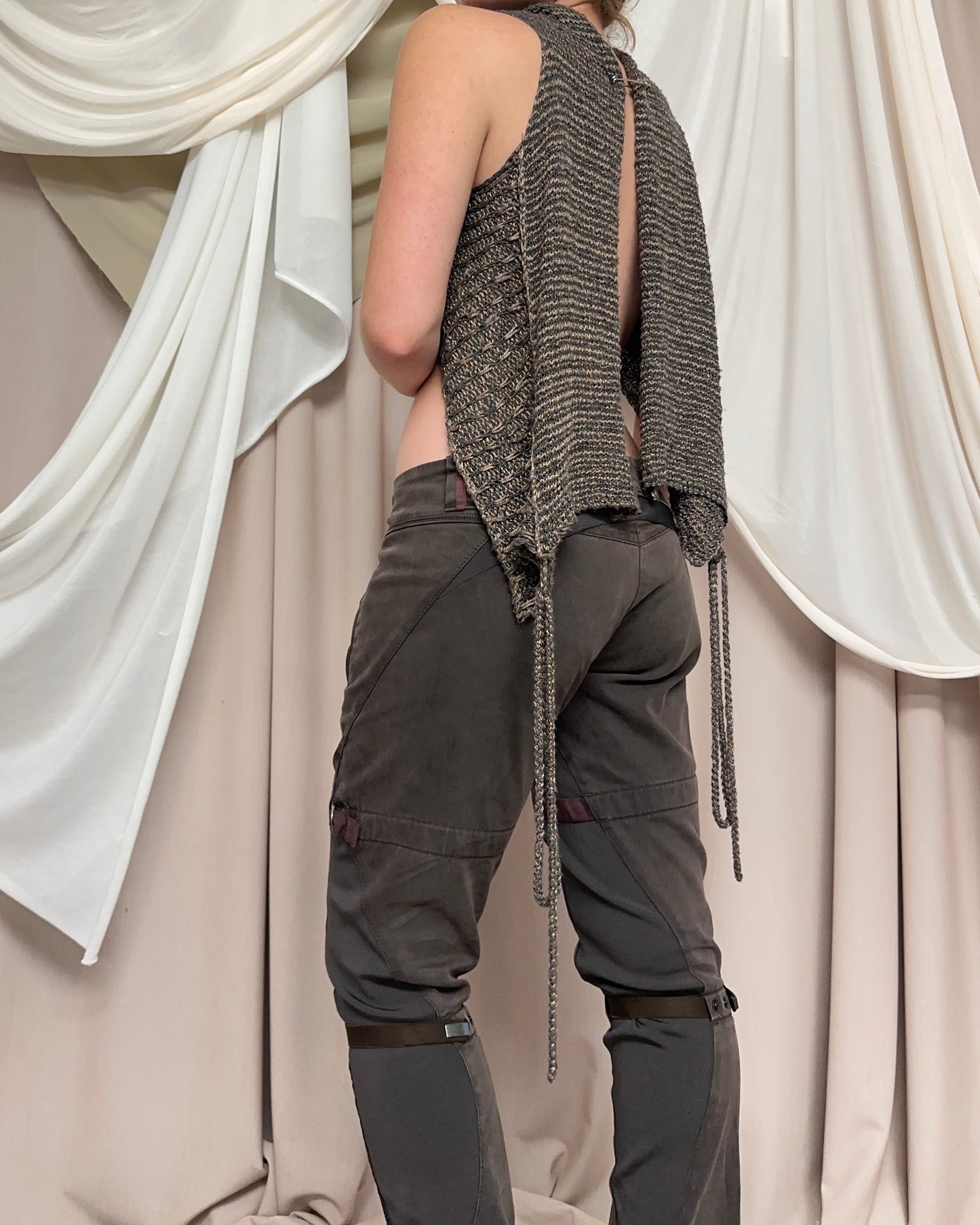 MULTI-WEAR BROWN KNIT WRAP TOP by Sarah Pacini