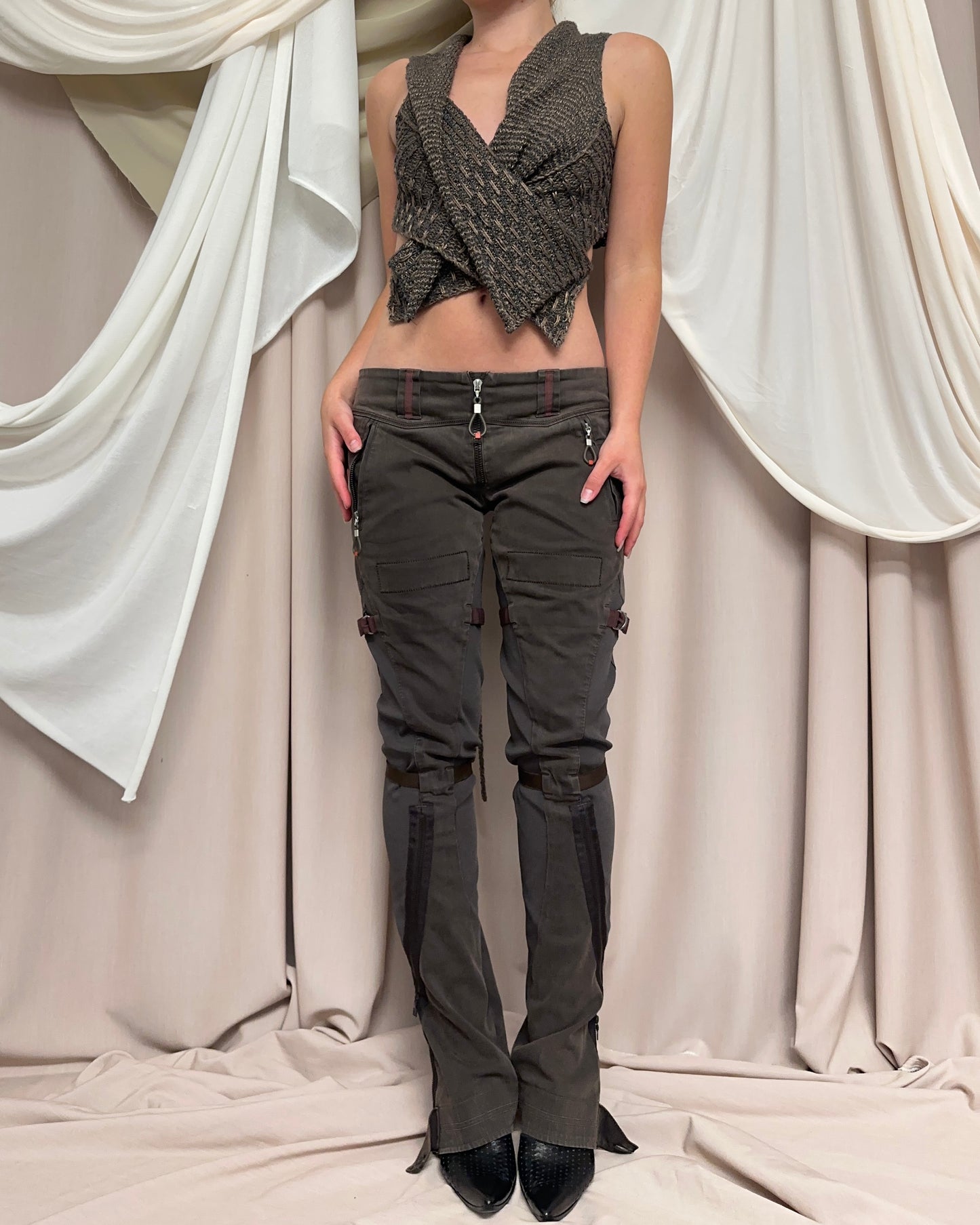 MULTI-WEAR BROWN KNIT WRAP TOP by Sarah Pacini