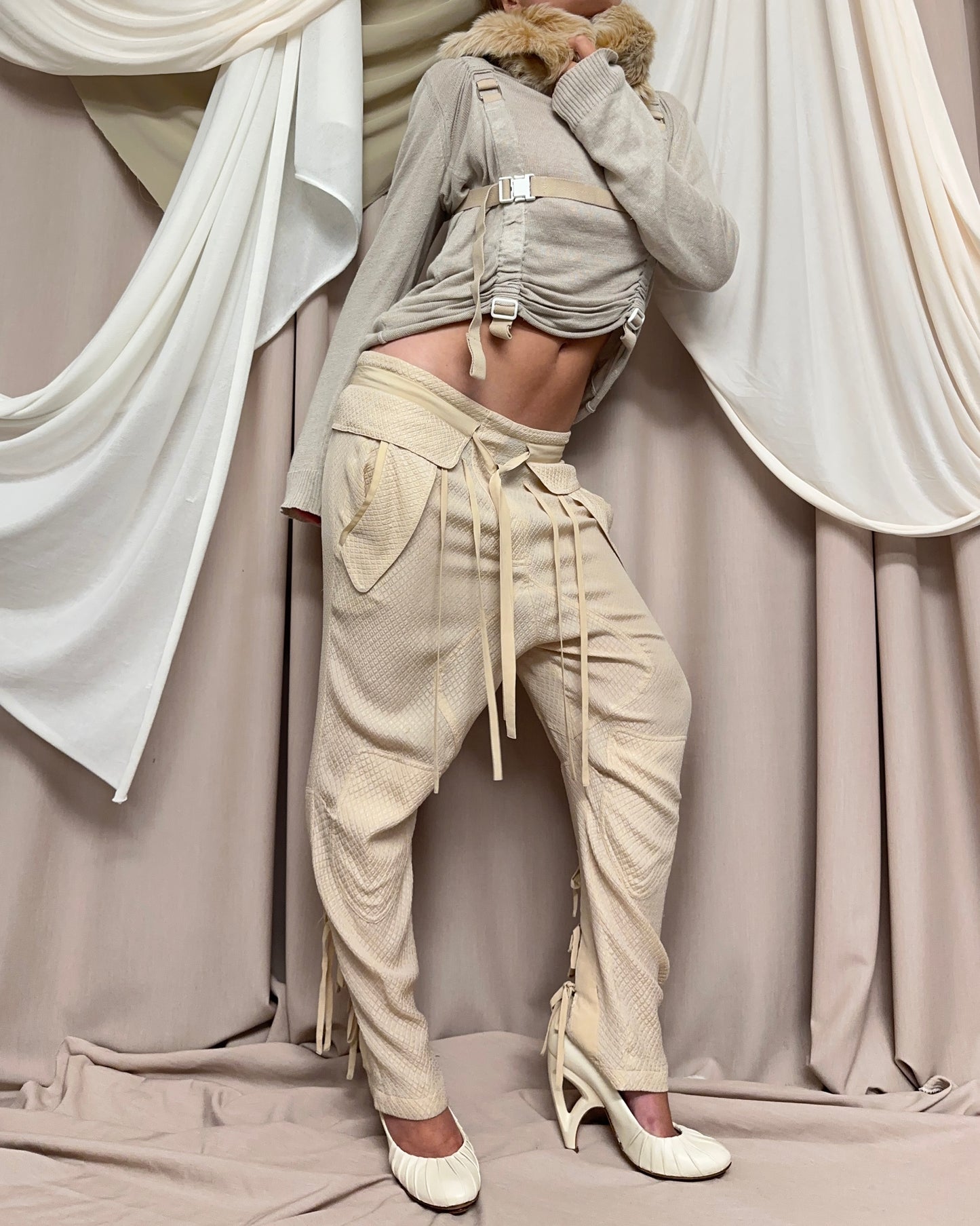 QUILTED EFFECT DROP CROTCH TROUSERS by Chloé