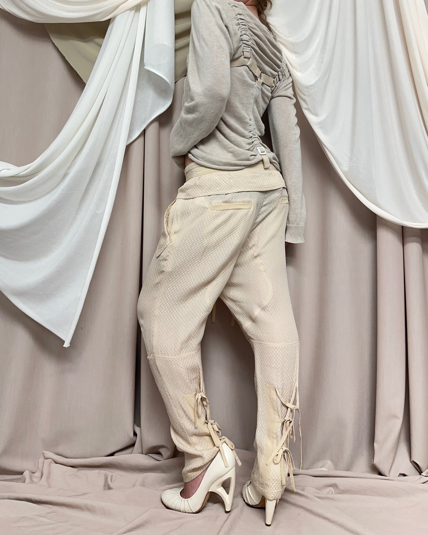 QUILTED EFFECT DROP CROTCH TROUSERS by Chloé
