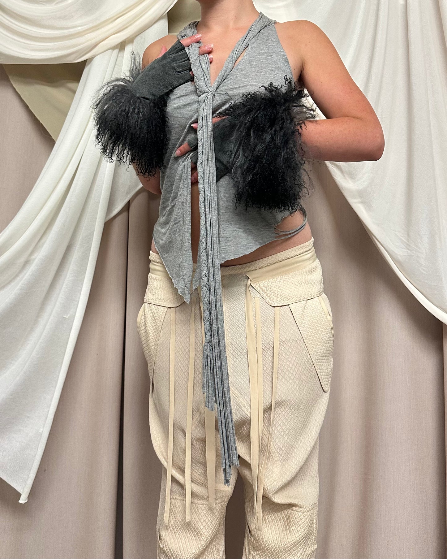 GREY JERSEY ROPE TANK TOP