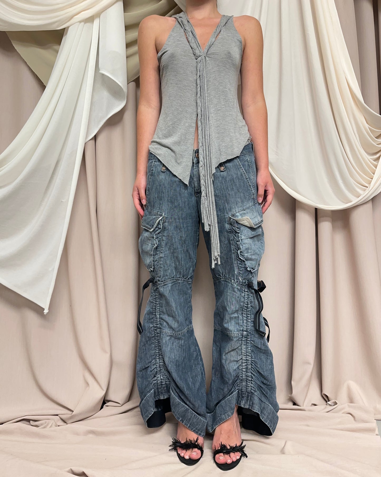 GREY JERSEY ROPE TANK TOP