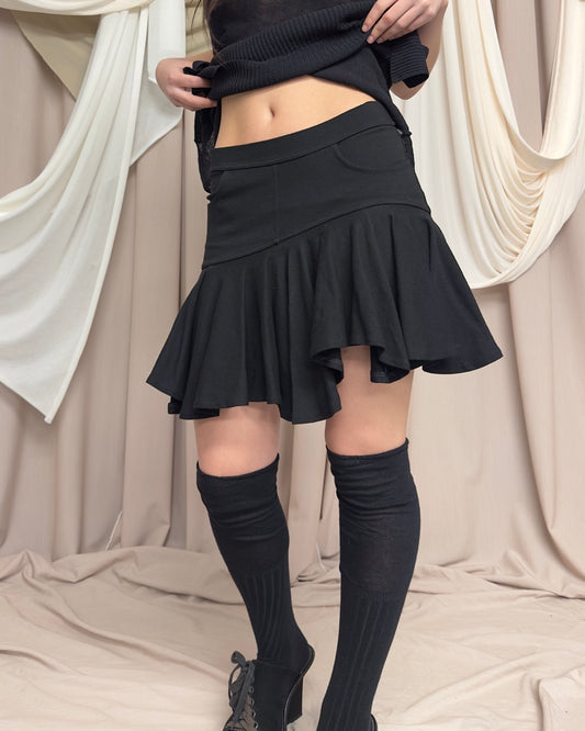 SOFT JERSEY MINI SKIRT WITH ASYMMETRICAL RUFFLED HEM by Plein Sud