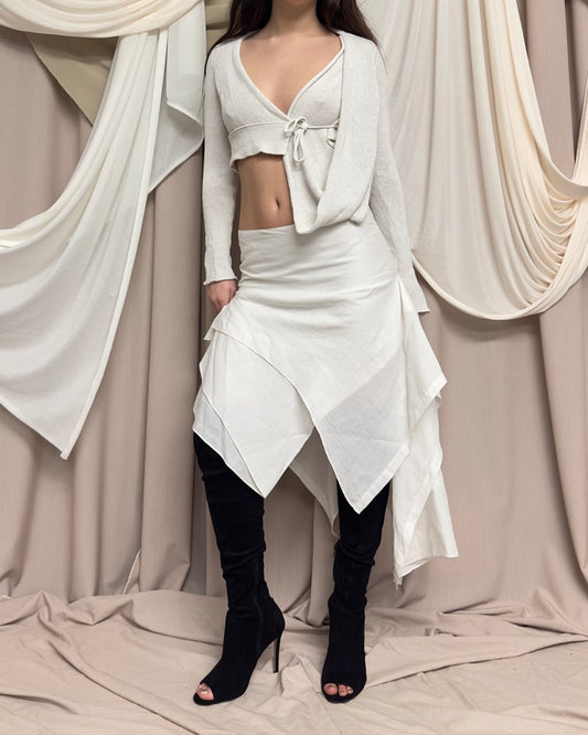 CREAM KNIT WRAP SHRUG by Sarah Pacini