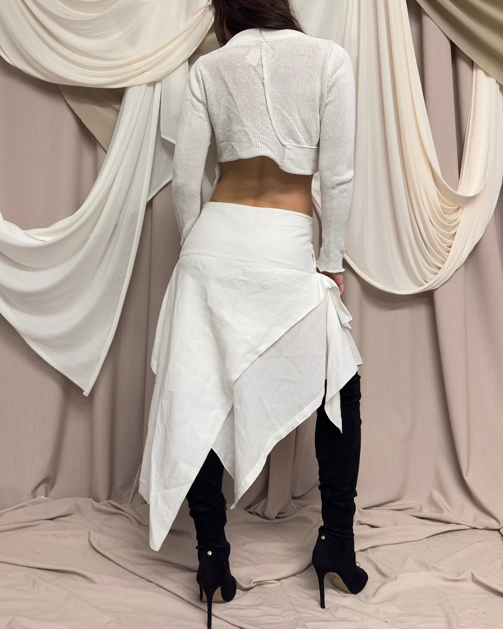 CREAM KNIT WRAP SHRUG by Sarah Pacini