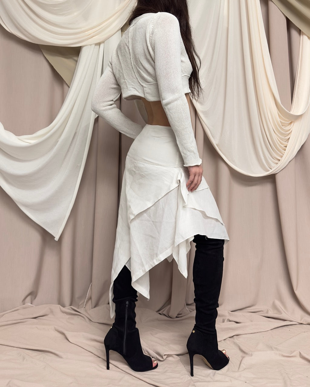 CREAM KNIT WRAP SHRUG by Sarah Pacini