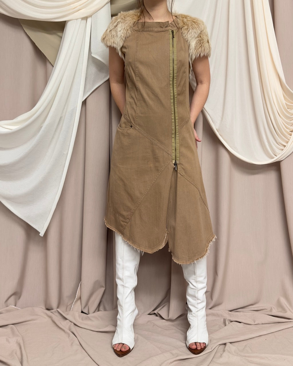 ASYMMETRIC BEIGE DRESS by Plein Sud