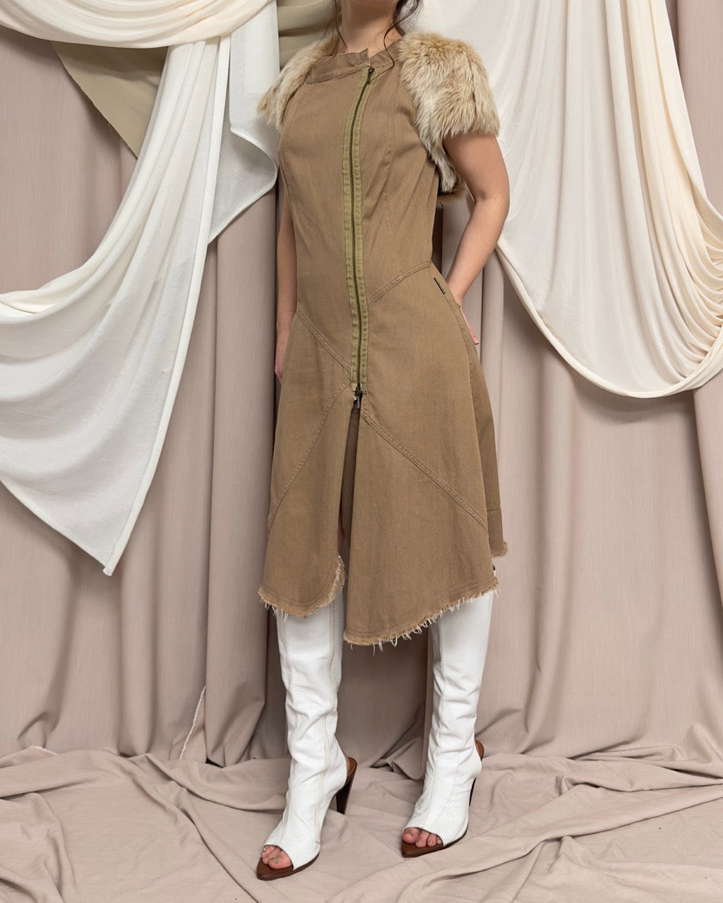 ASYMMETRIC BEIGE DRESS by Plein Sud