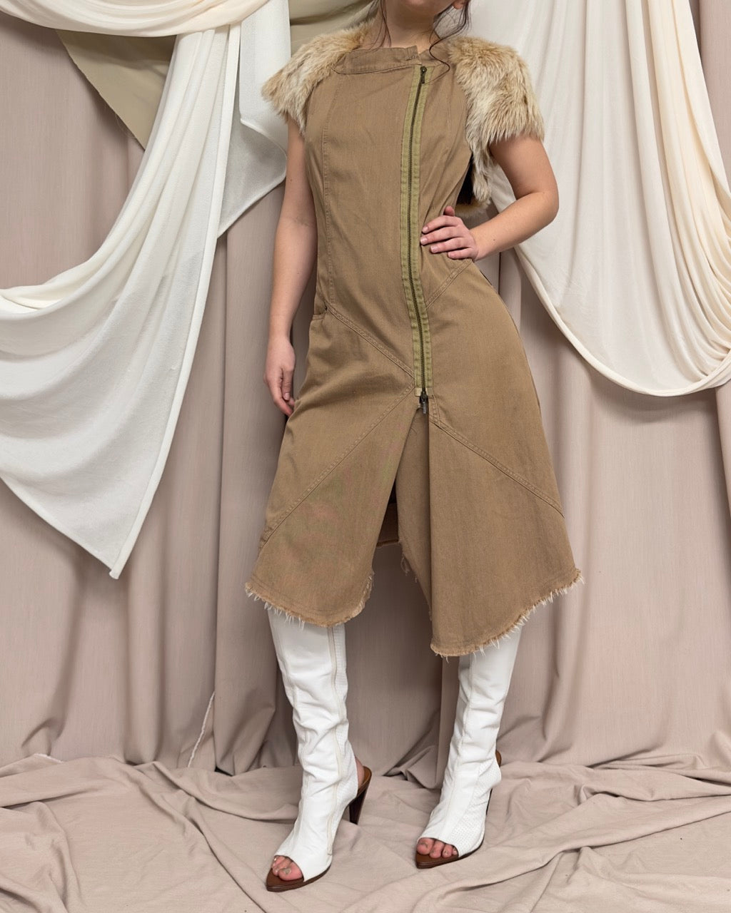ASYMMETRIC BEIGE DRESS by Plein Sud