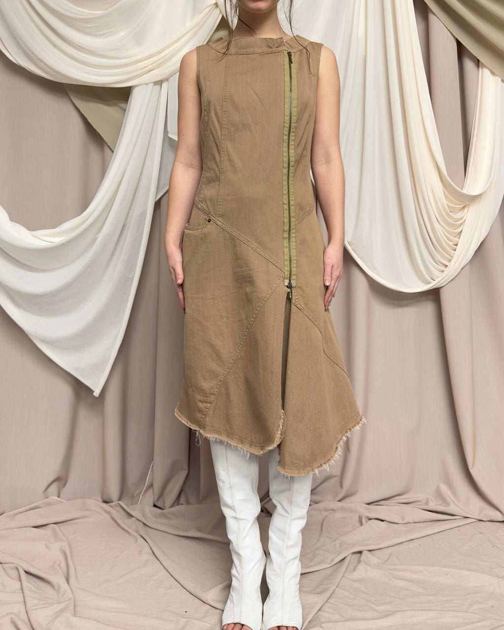 ASYMMETRIC BEIGE DRESS by Plein Sud