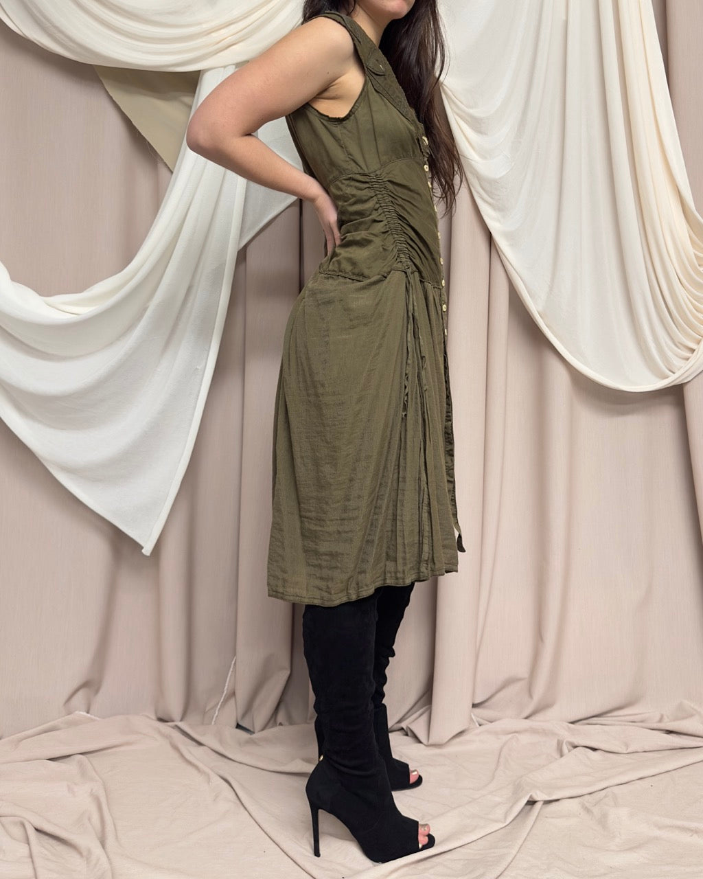 KHAKI CARGO DRESS by Marithé + François Girbaud