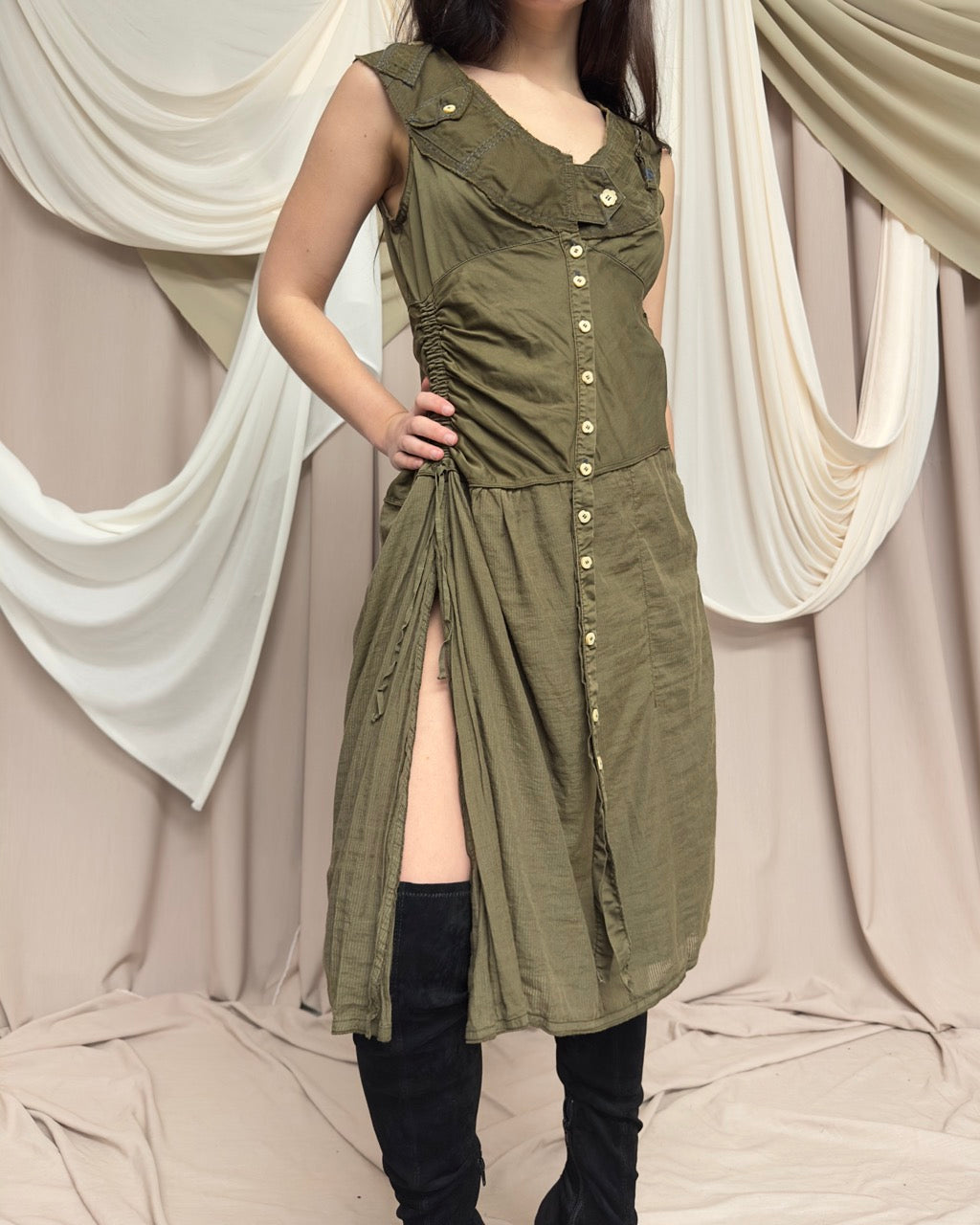 KHAKI CARGO DRESS by Marithé + François Girbaud